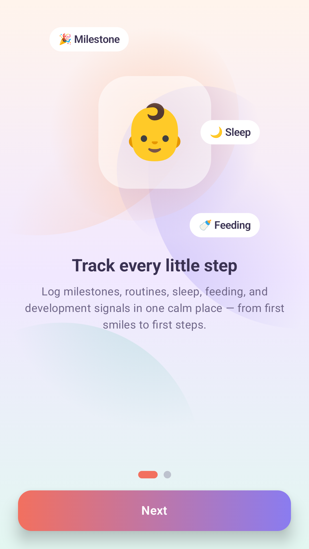 App onboarding introducing milestones